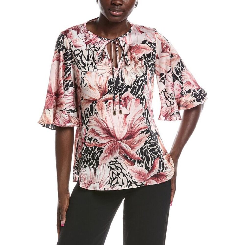 Joseph Ribkoff Womens Tie-Neck Blouse, Red